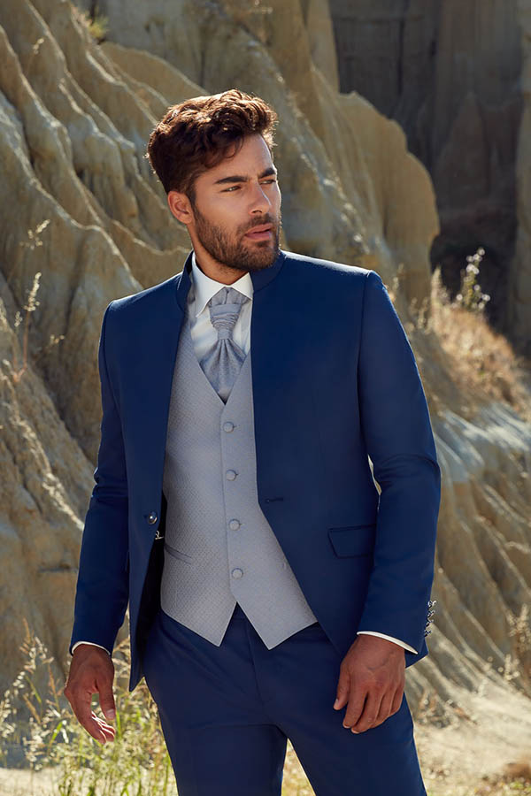 Costume de mariage mao couleur bleu