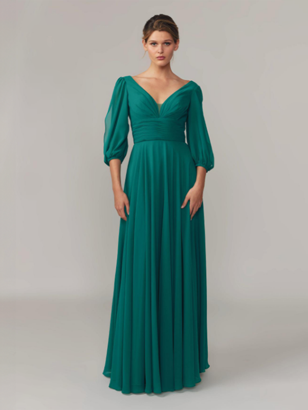 Robe cocktail longue verte